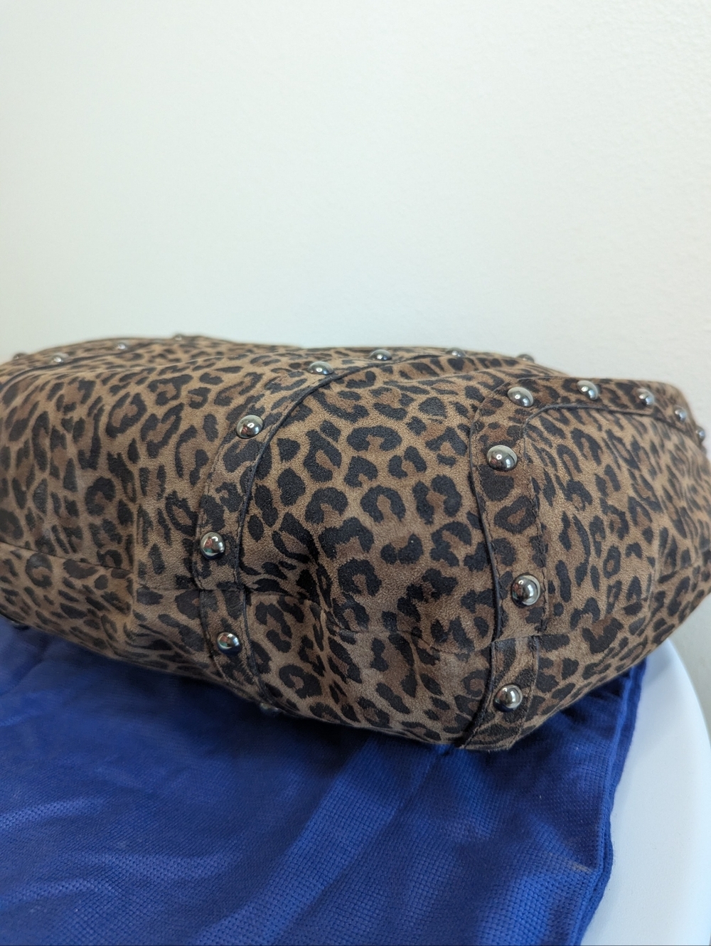 Stuart Weitzman Leopard Suede Studded Hobo Bag w/Tags - Picture 6 of 16